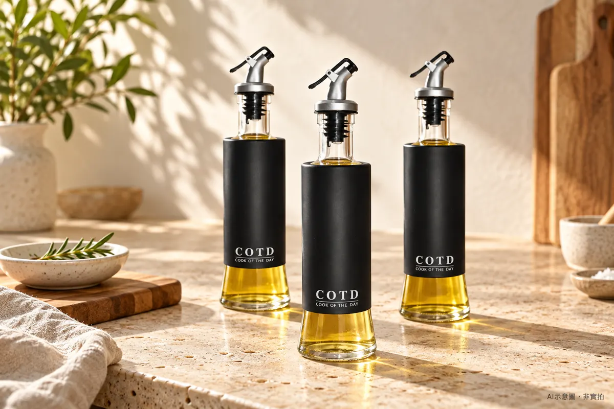 COTD 320mL 玻璃油瓶三入組 AI商品情境示意,非實拍